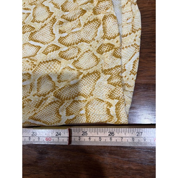 Faithful The Brand Pants Women Size 10 Wide Leg Pockets Snake Skin Yellow - Picture 13 of 15